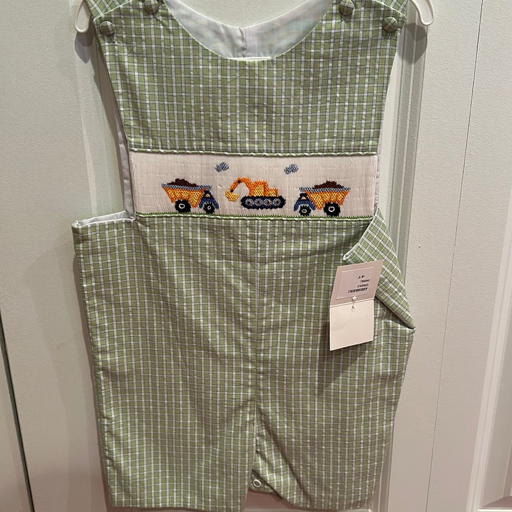 NWT smoke free home dump truck smocked outfit